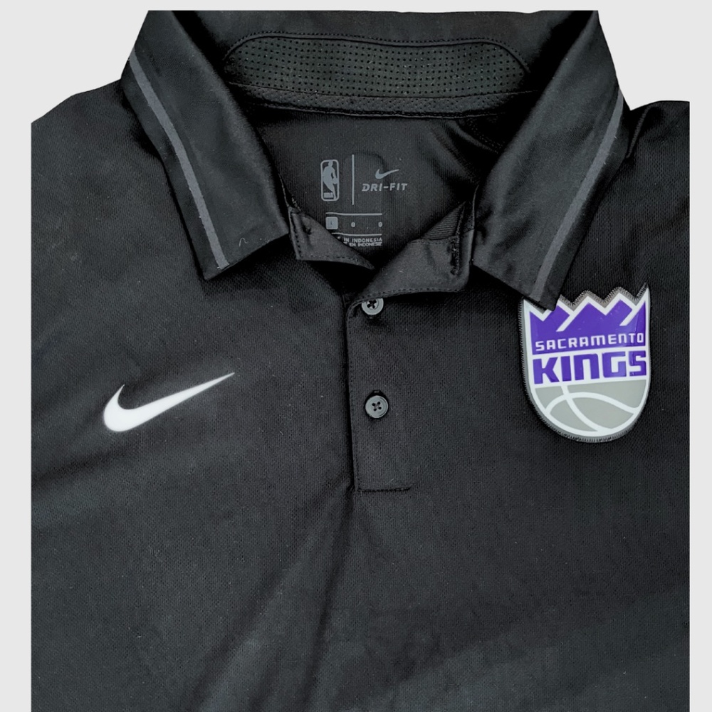Nike Dri Fit Golf Polo Mens Large Black Sacramento Kings NBA